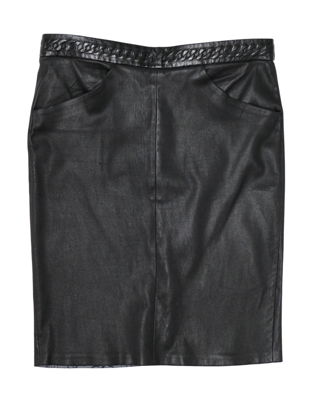 Ensemble en cuir Chanel Chemise jupe cuir d'agneau T48