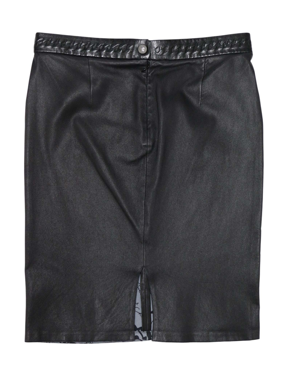 Ensemble en cuir Chanel Chemise jupe cuir d'agneau T48