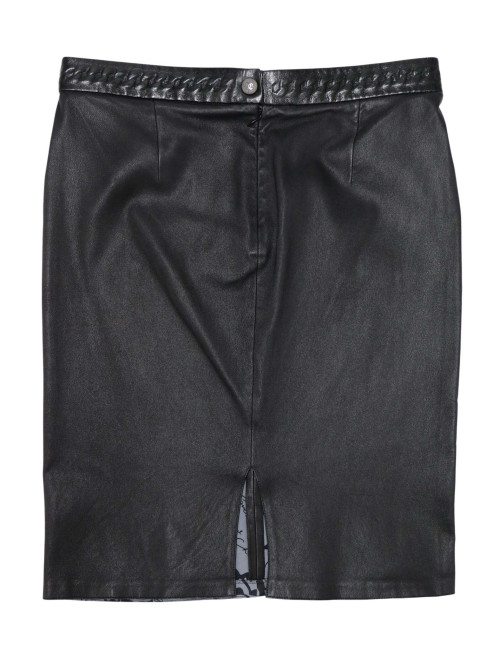 Ensemble en cuir Chanel Chemise jupe cuir d'agneau T48