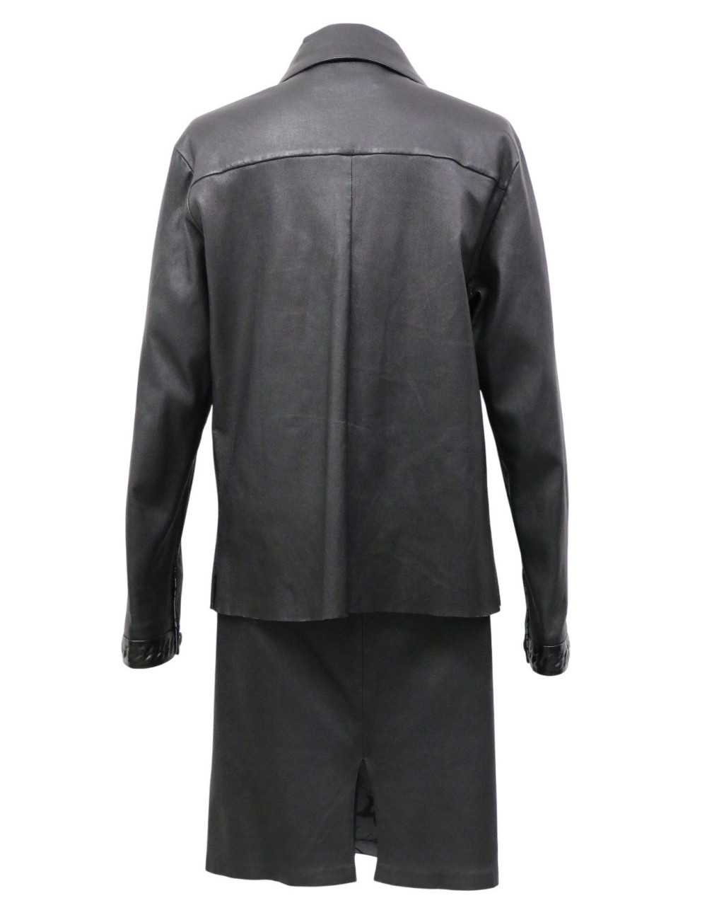 Ensemble en cuir Chanel Chemise jupe cuir d'agneau T48