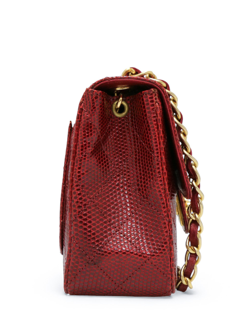 Petit sac en lezard vintage CHANEL rouge