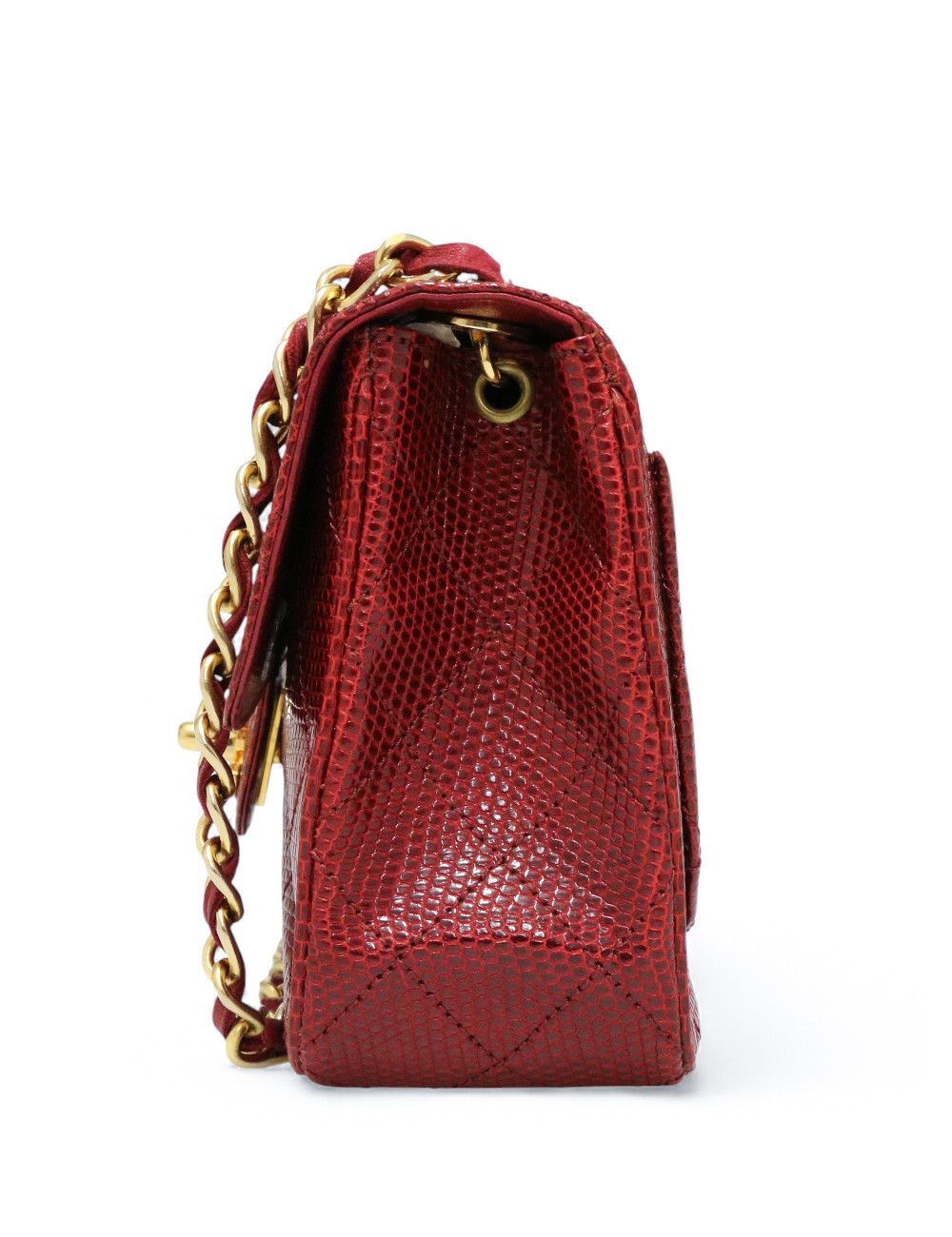 Petit sac en lezard vintage CHANEL rouge