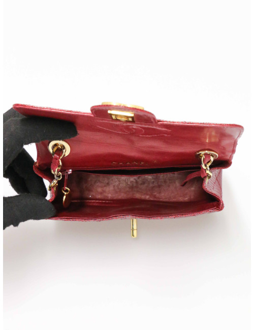 Petit sac en lezard vintage CHANEL rouge