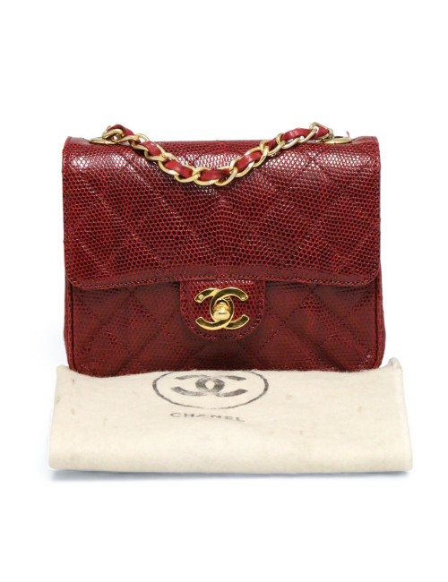 Mini Timeless Chanel lézard rouge