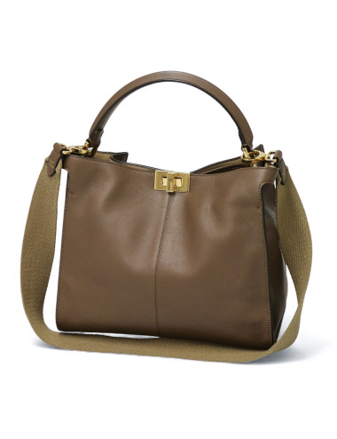 Peekaboo X-Lite Fendi taupe en cuir lisse