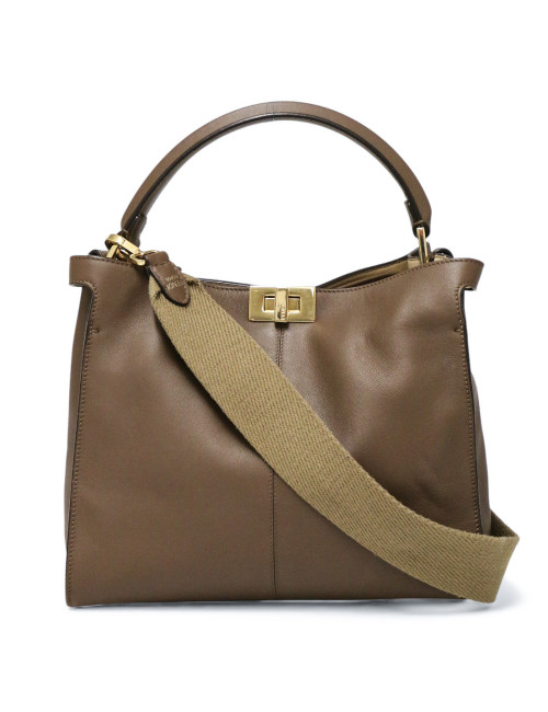Peekaboo Fendi taupe en cuir lisse