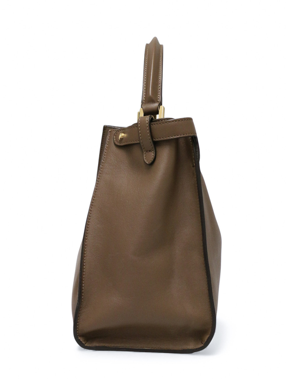 Peekaboo Fendi taupe en cuir lisse