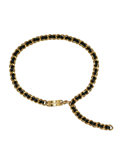 Ceinture chaine et cuir CHANEL vintage