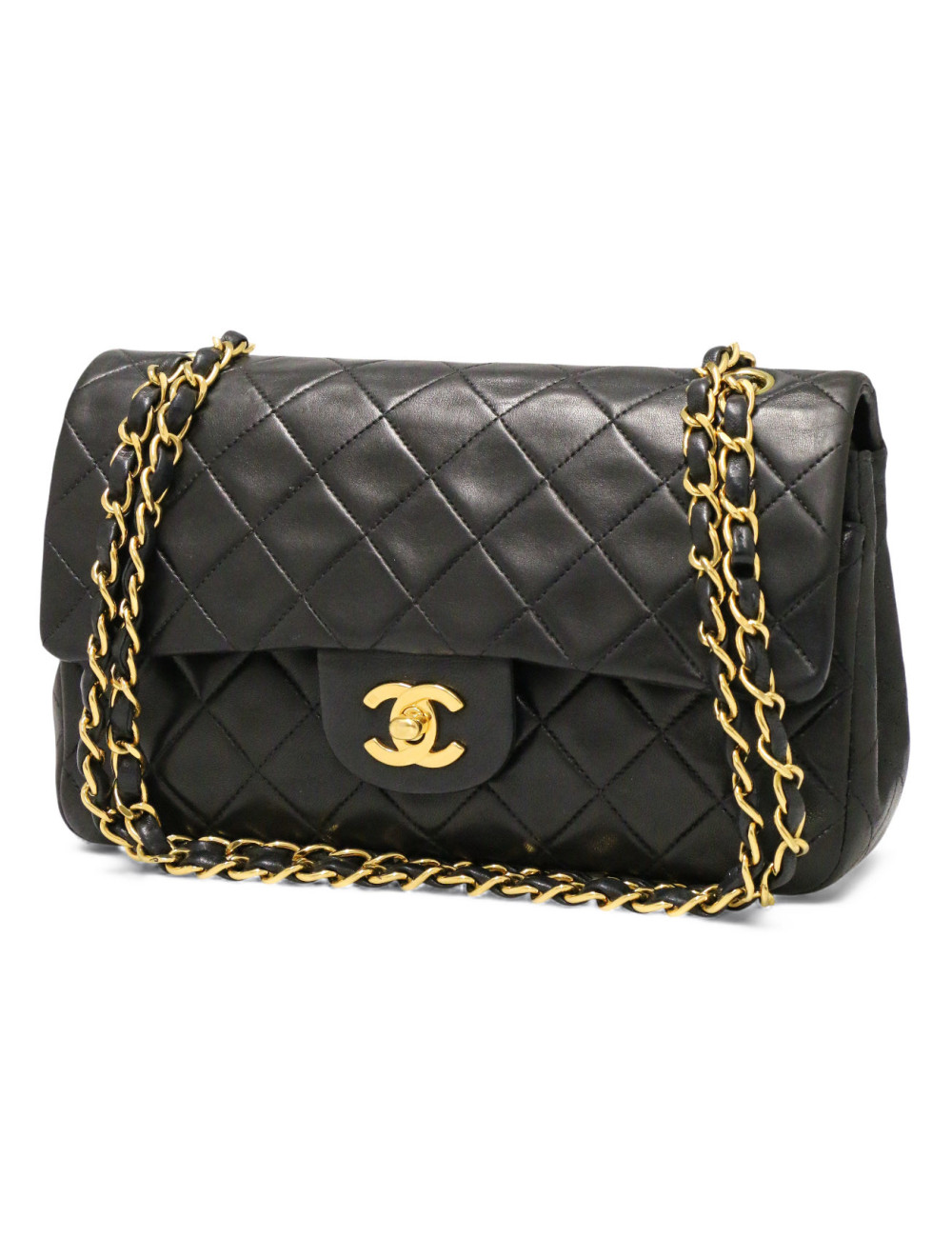 Timeless CHANEL cuir d'agneau noir Vintage