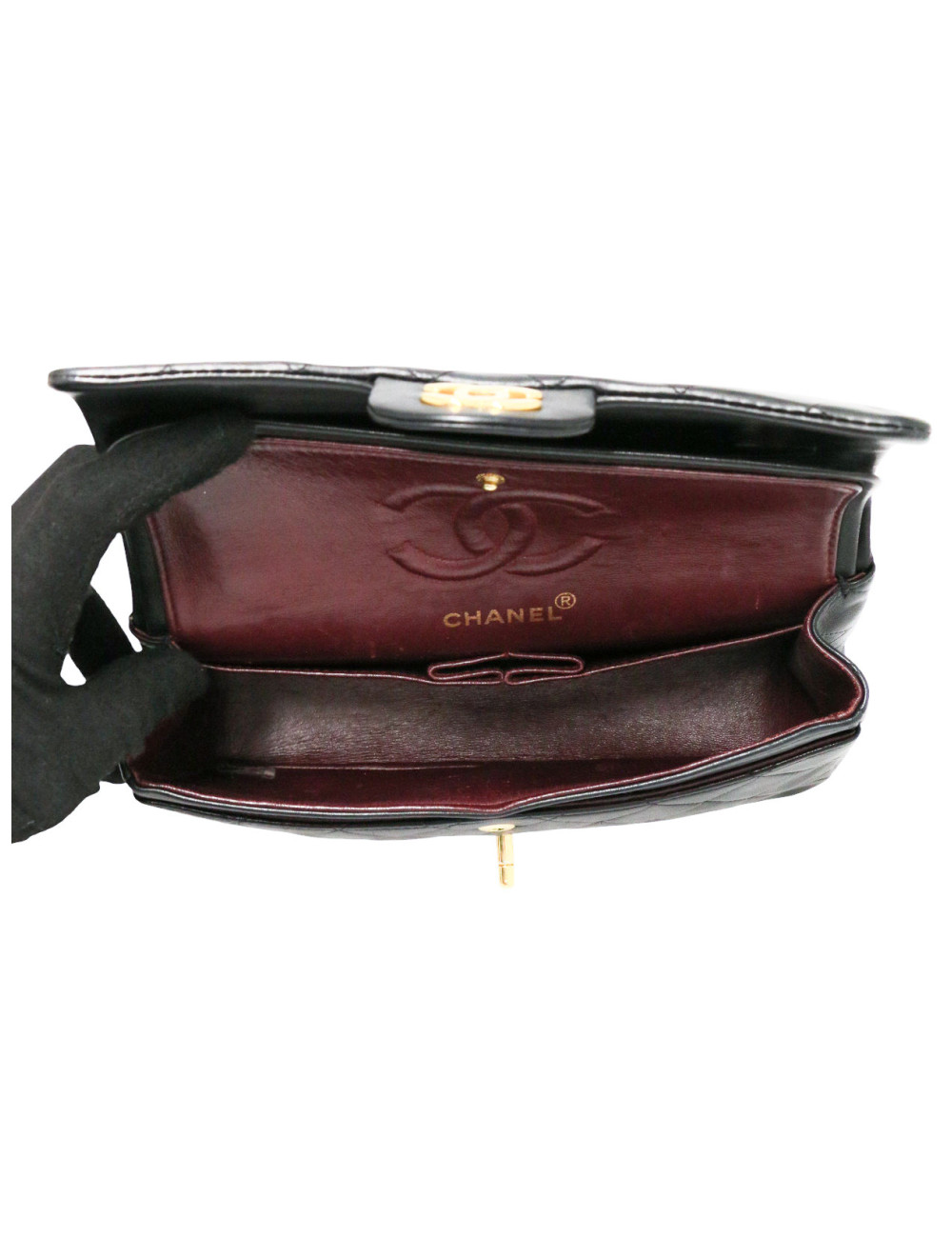 Timeless CHANEL cuir d'agneau noir Vintage