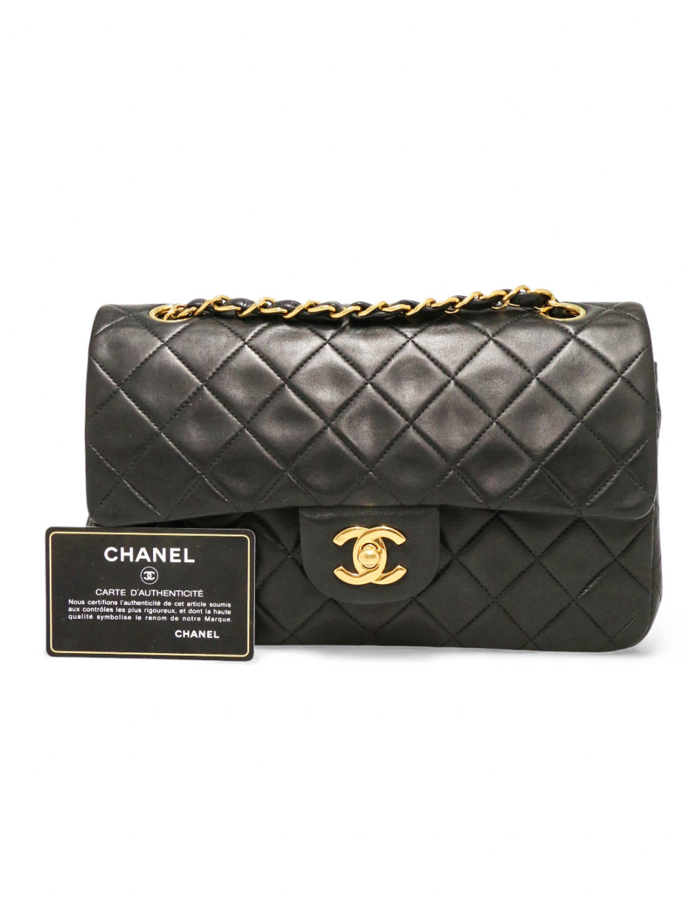 Sac classique Timeless 23 Chanel en cuir d'agneau matelassé noir