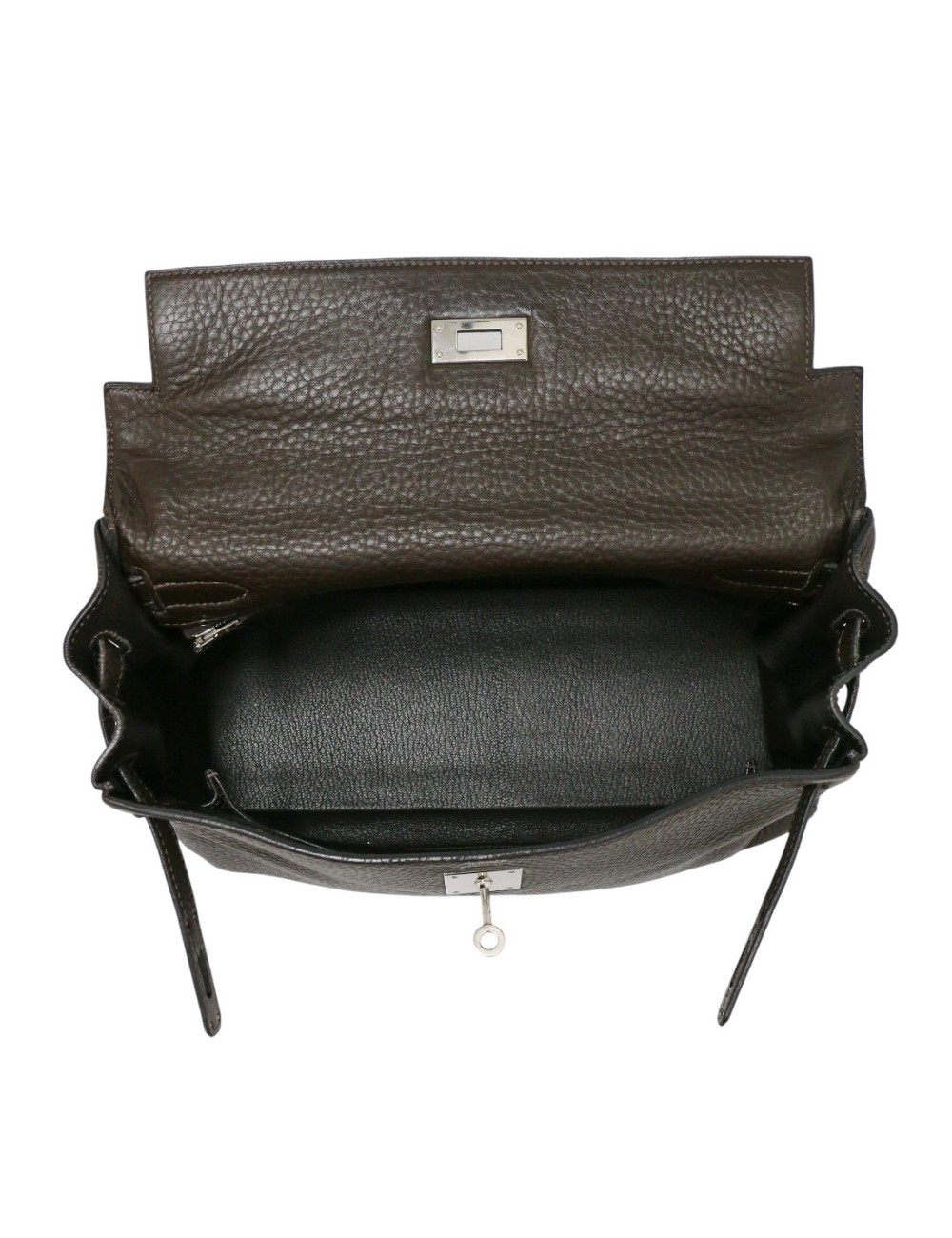 Sac Hermès Kelly 32 marron cuir Taurillon Clémence