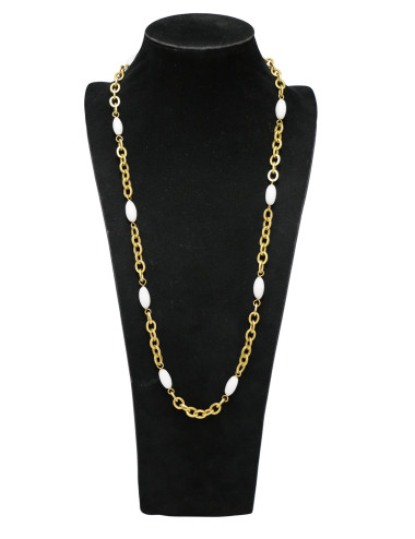 Sautoir blanc Chanel vintage