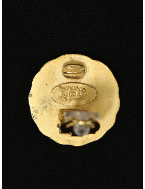 Boucles d'oreille Chanel bleues et dorées