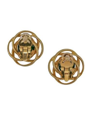 Clips Chanel pâte de verre verte vintage 2