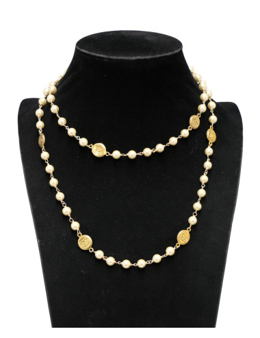 Collier doré CHANEL vintage avec perles 2