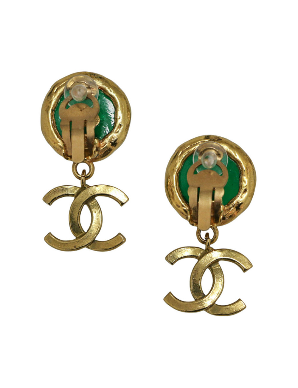 Boucles d'oreille pendantes pâte de Verre Chanel