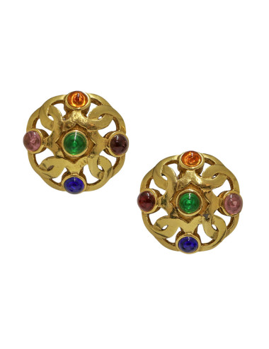 Clips Chanel Gripoix pâte de verre multicolore