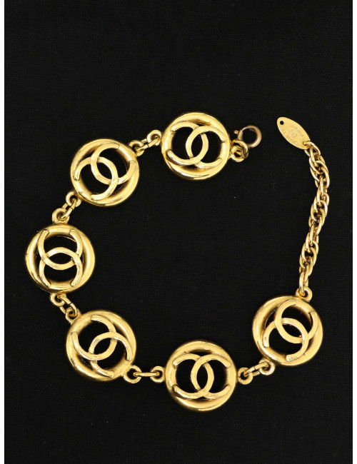 Bracelet doré CC CHANEL 1985