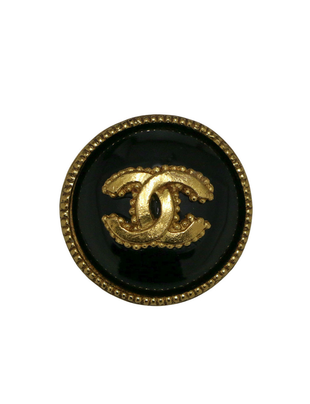 Broche Chanel ronde CC résine noire