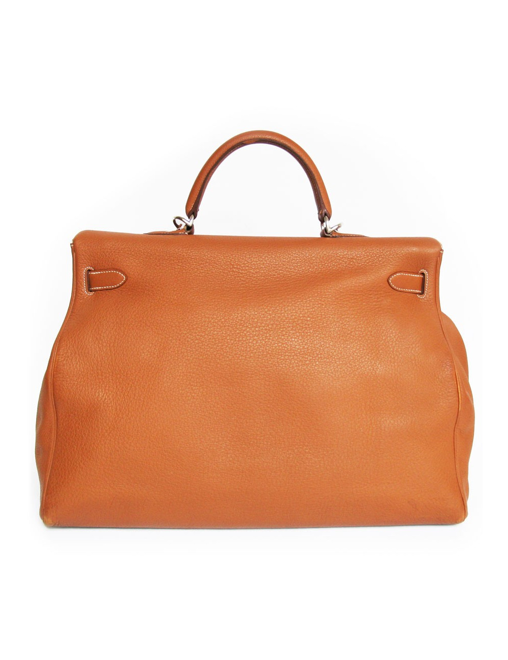 Sac Haut à courroies HERMES en cuir grainé camel