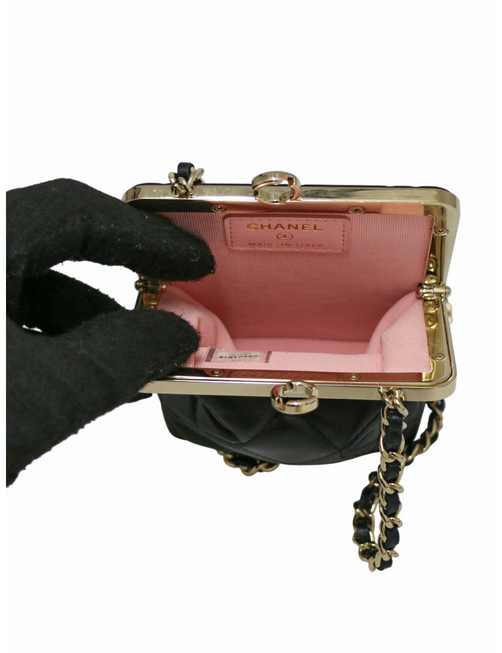 Mini sac cuir et métal doré Chanel