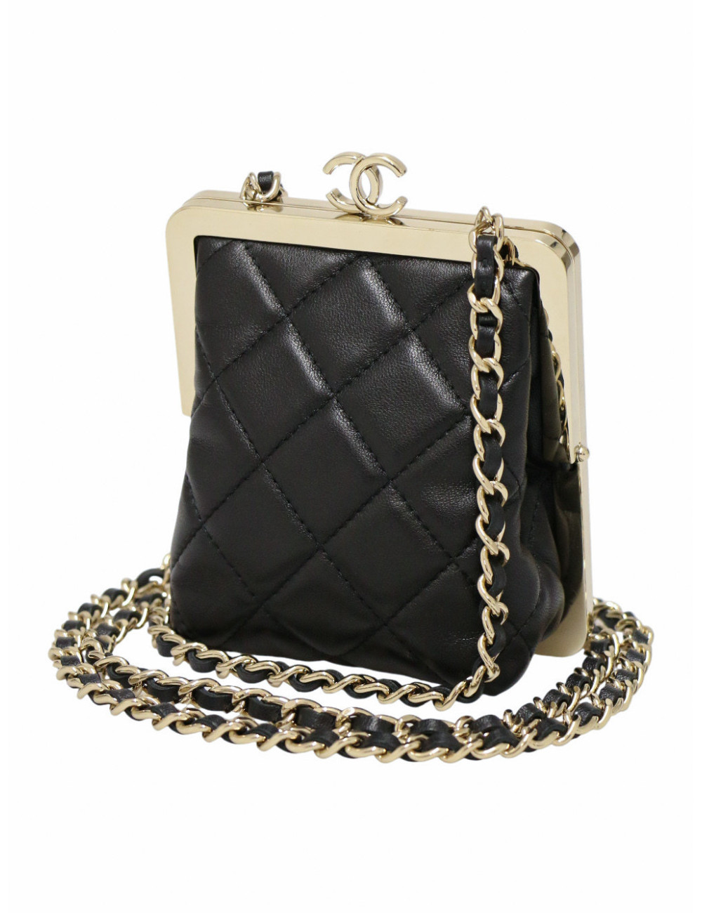 Mini sac cuir et métal doré Chanel