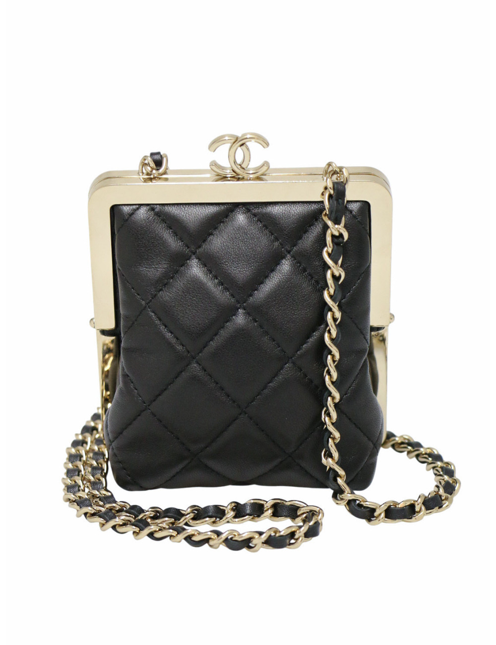 Mini sac cuir et métal doré Chanel