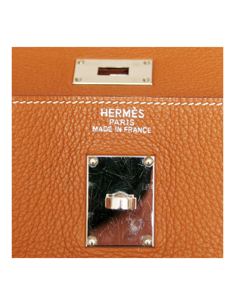 Sac Haut à courroies HERMES en cuir grainé camel