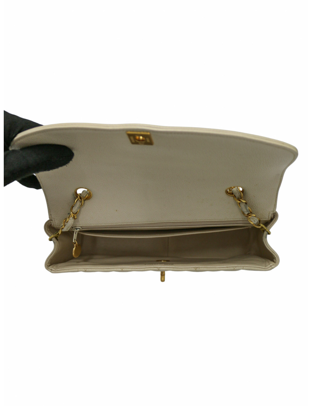 Sac Diana caviar beige Chanel cuir