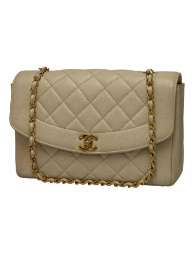 Sac Diana caviar beige Chanel cuir