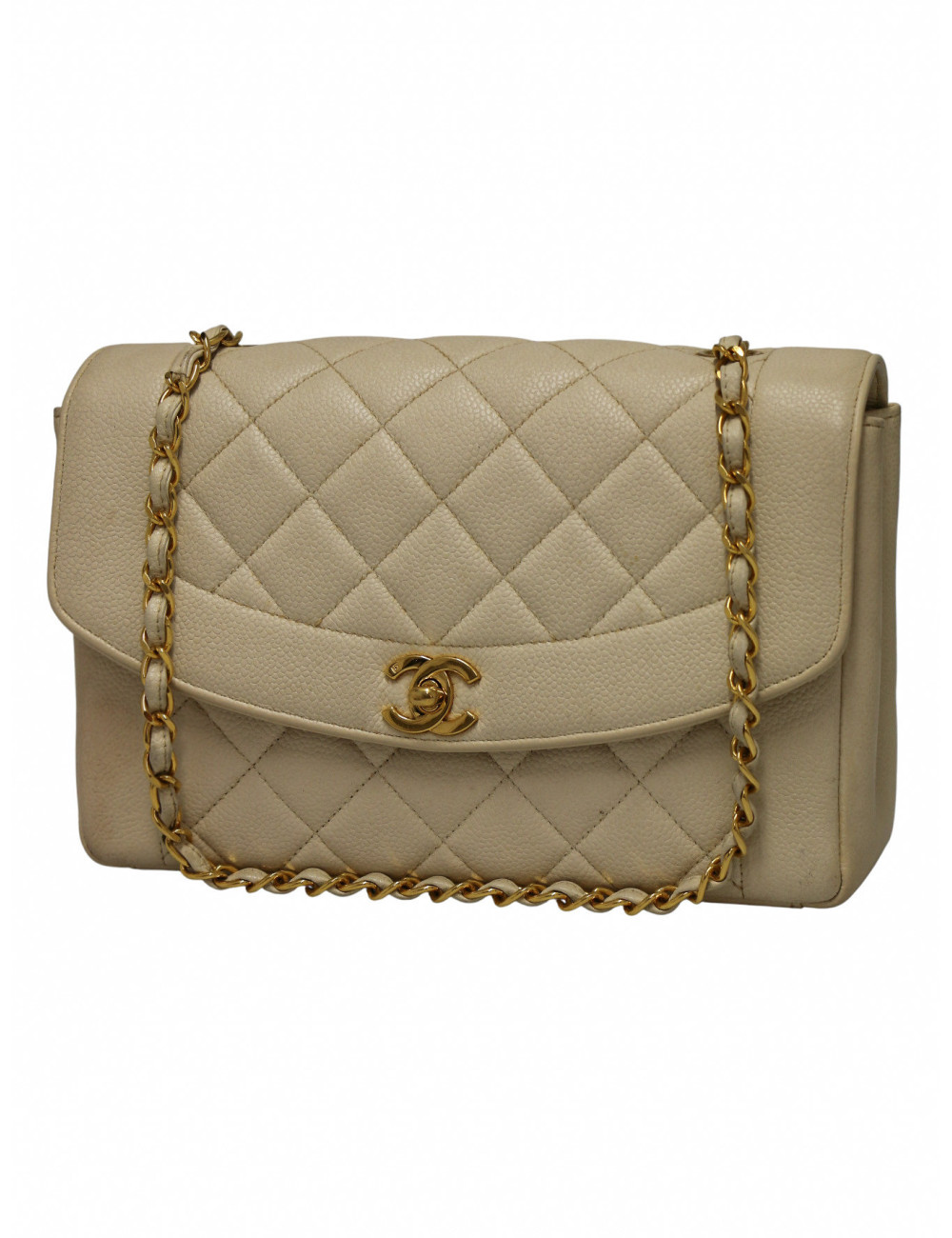 Sac Diana caviar beige Chanel cuir