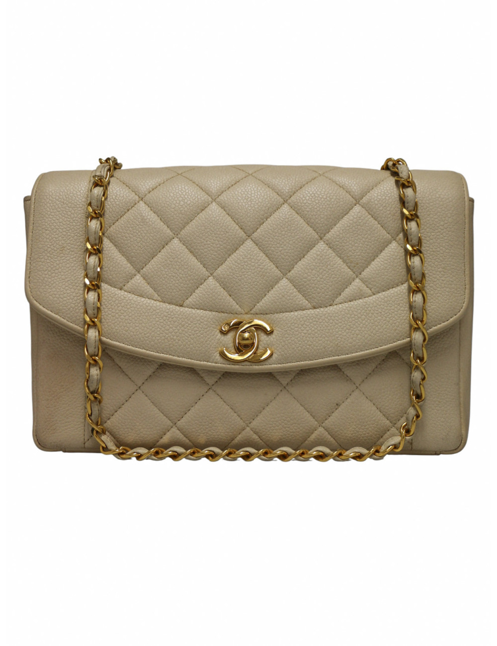 Sac Diana caviar beige Chanel cuir
