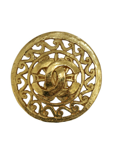 Broche Chanel CC doré Automne 1995