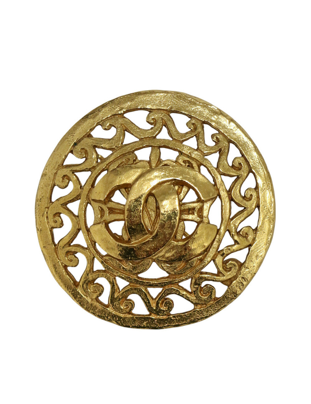 Broche Chanel vintage CC doré Automne 1995