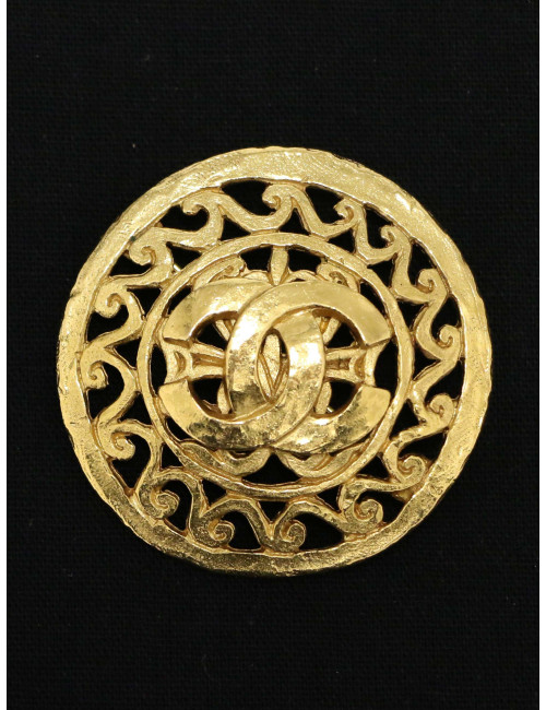 Broche Chanel vintage CC doré Automne 1995