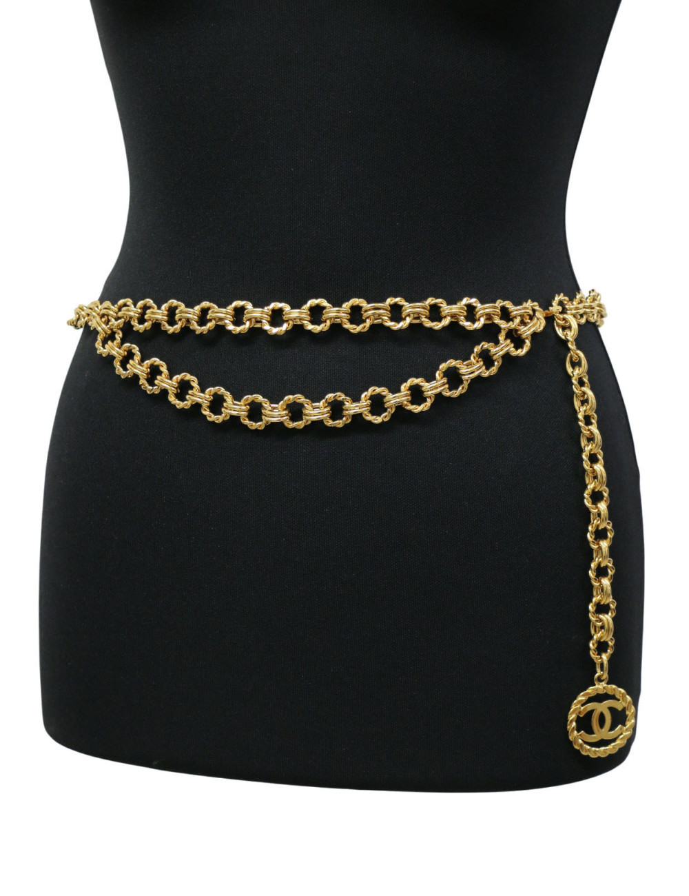 Ceinture chaine Chanel double rang dorée