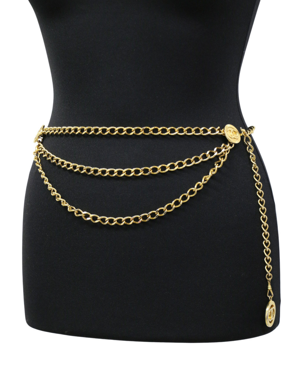 Ceinture triple chaine Chanel dorée