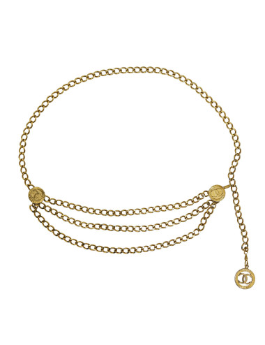 Ceinture triple chaine Chanel dorée