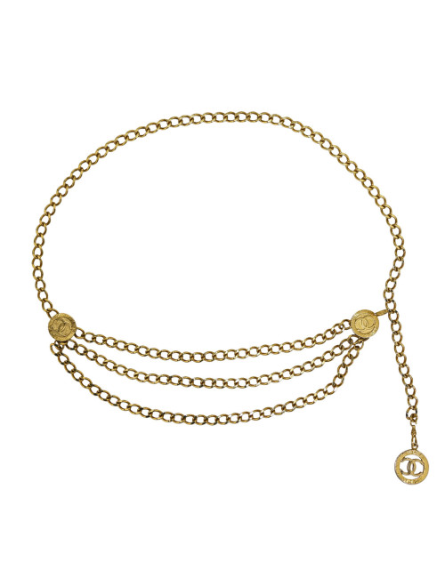 Ceinture triple chaine Chanel dorée