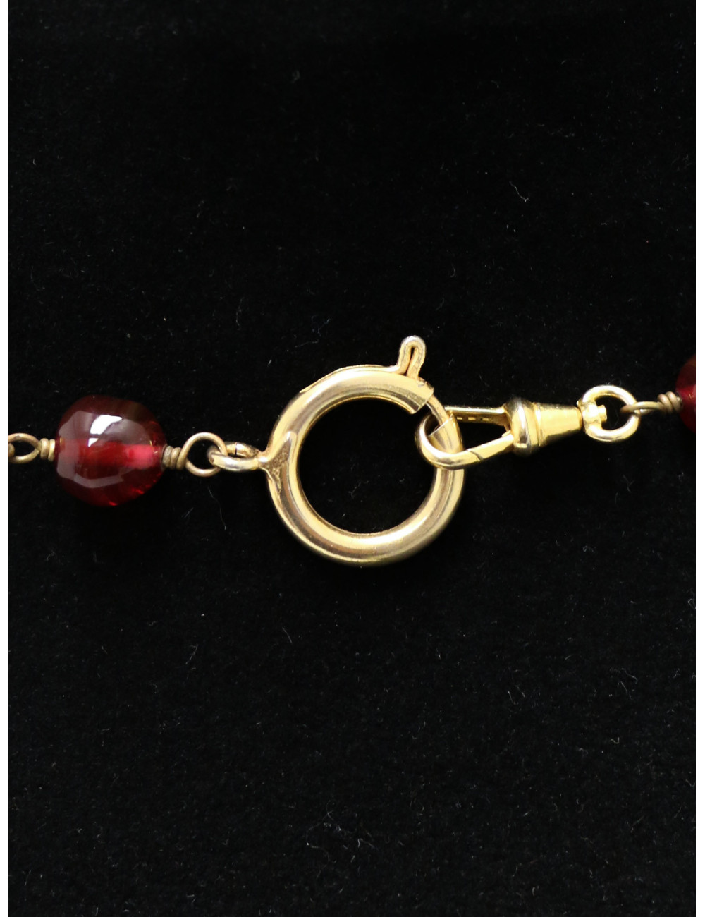 Sautoir Chanel vintage pâte de verre rubis