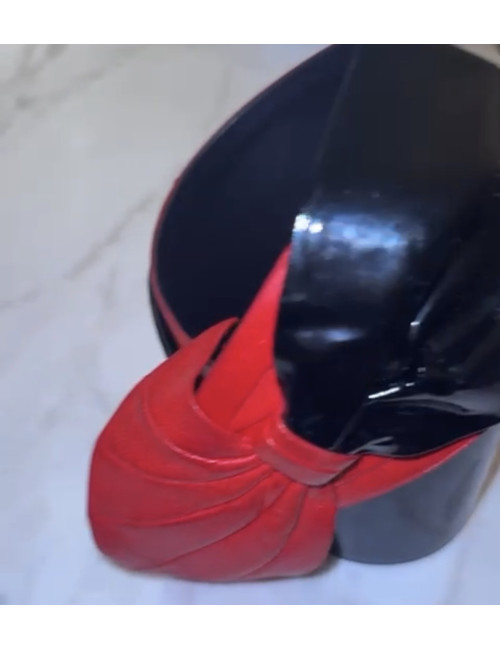 Ceinture noeud cuir verni rouge et rouge