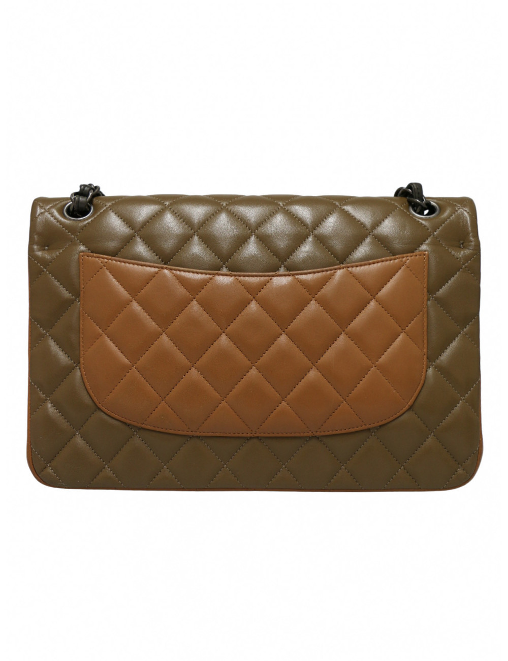 Sac Jumbo tricolore Chanel marron bijouterie argent