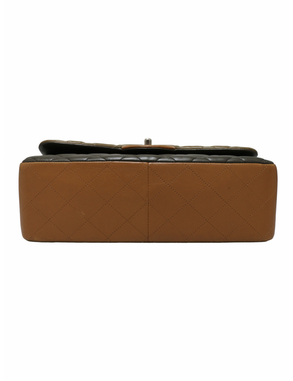 Sac Jumbo tricolore Chanel marron bijouterie argent