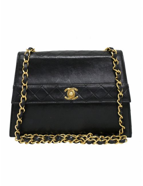 Sac vintage Chanel cuir d'agneau noir