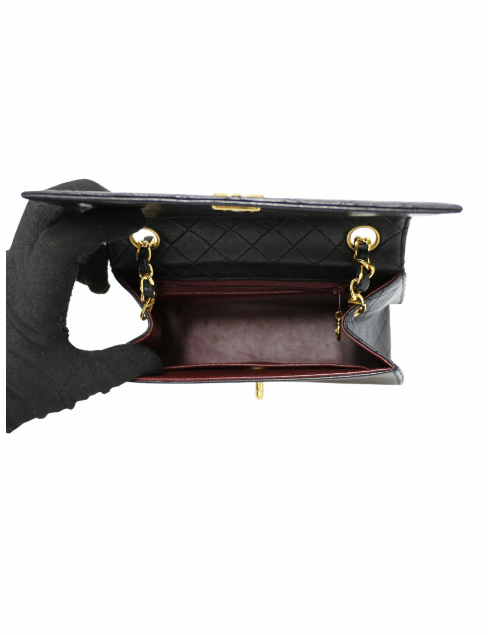 Sac vintage Chanel cuir d'agneau noir