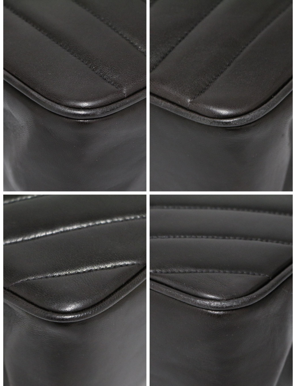 Sac noir Chanel motif chevron vintage