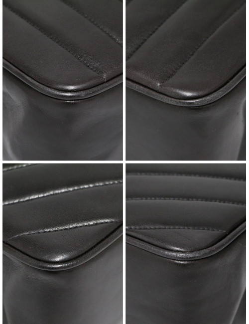 Sac noir Chanel motif chevron vintage