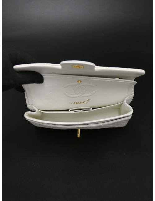 Sac Chanel Timeless 23 blanc bijouterie plaqué or 24K