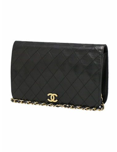 Sac Chanel cuir d'agneau matelassé noir vintage